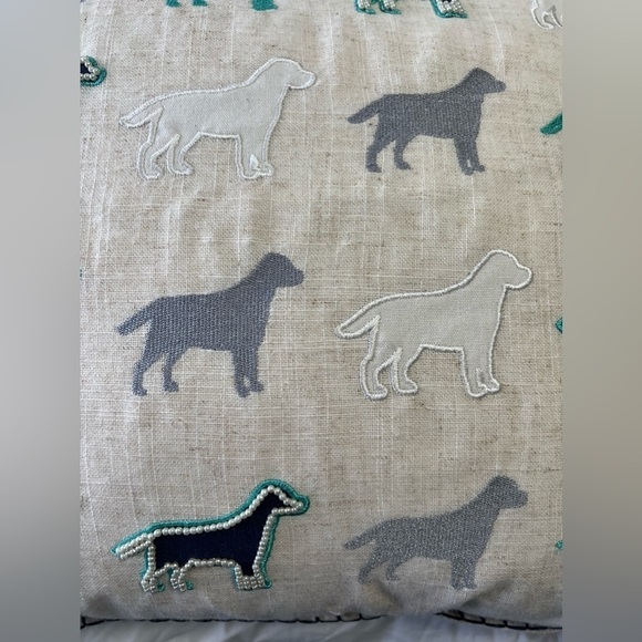 Live Love Bark | Labrador Print Dogs | Pearls Linen Embroidered Throw Pillow - Picture 5 of 8